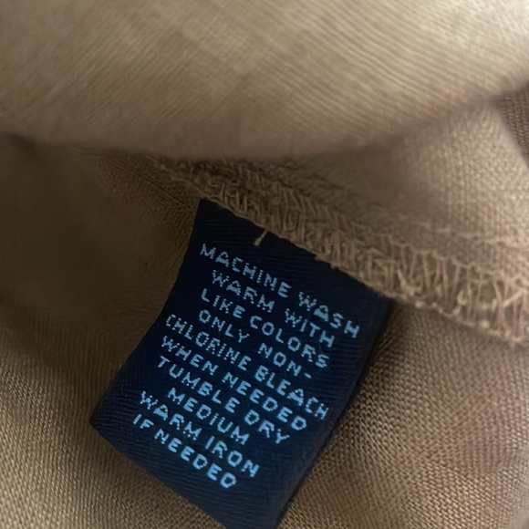 Westbound 100% Linen Fitted Button Down Shirt Light Brown Stand Collar size 6 - Picture 9 of 12